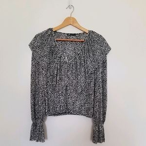 Zara Patterned Frilly Long Sleeve Blouse